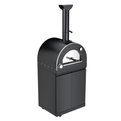 128-In. Double 304 Marine Grade SS Outdoor Kitchen – 120,000 BTU | BBQ Grill + Pizza Oven + Wine Cooler | Black Granite