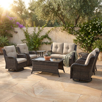 8 Pieces Patio Furniture Sets with Swivel Rocking Chairs,High-Back Rattan Patio Outdoor Conversation Set with 2-Seat Sofa & Coffee Table for Porch Deck Backyard Poolside — Studio Shot