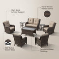 8 Pieces Patio Furniture Sets with Swivel Rocking Chairs,High-Back Rattan Patio Outdoor Conversation Set with 2-Seat Sofa & Coffee Table for Porch Deck Backyard Poolside