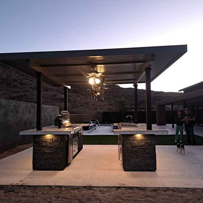 KoKoMo Big Island Sports Bar Outdoor Kitchen with Two 55-Inch TVs & Grill