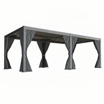 10X12/12X20Ft Louvered Pergola, Waterproof Roof All Weather Rust-Resistant Gazebo for Backyard Patio