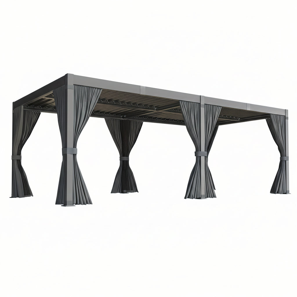 10X12/12X20Ft Louvered Pergola, Waterproof Roof All Weather Rust-Resistant Gazebo for Backyard Patio