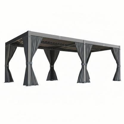 10X12/12X20Ft Louvered Pergola, Waterproof Roof All Weather Rust-Resistant Gazebo for Backyard Patio