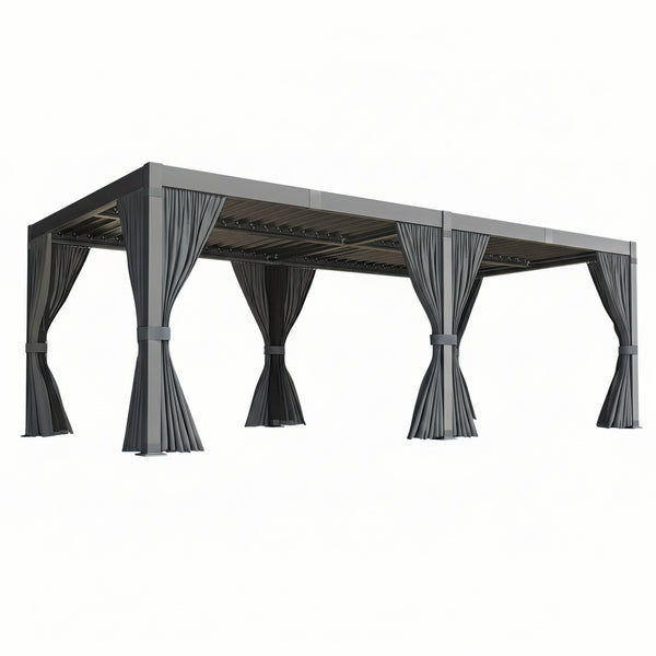 10X12/12X20Ft Louvered Pergola, Waterproof Roof All Weather Rust-Resistant Gazebo for Backyard Patio