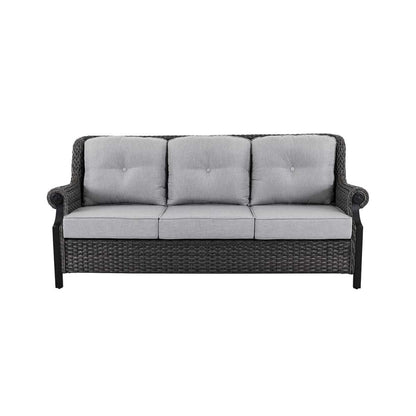 Lassen 4-Piece Grey Wicker Patio Set with Swivel Rocking Chairs