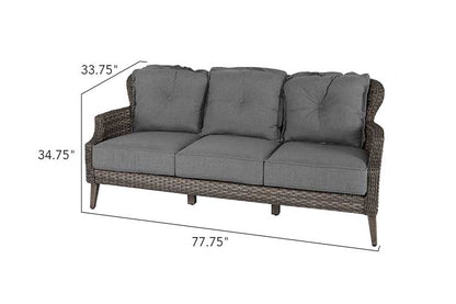 Tenaya 4-Piece Grey Wicker Firepit Patio Set with Swivel Rocking Chairs