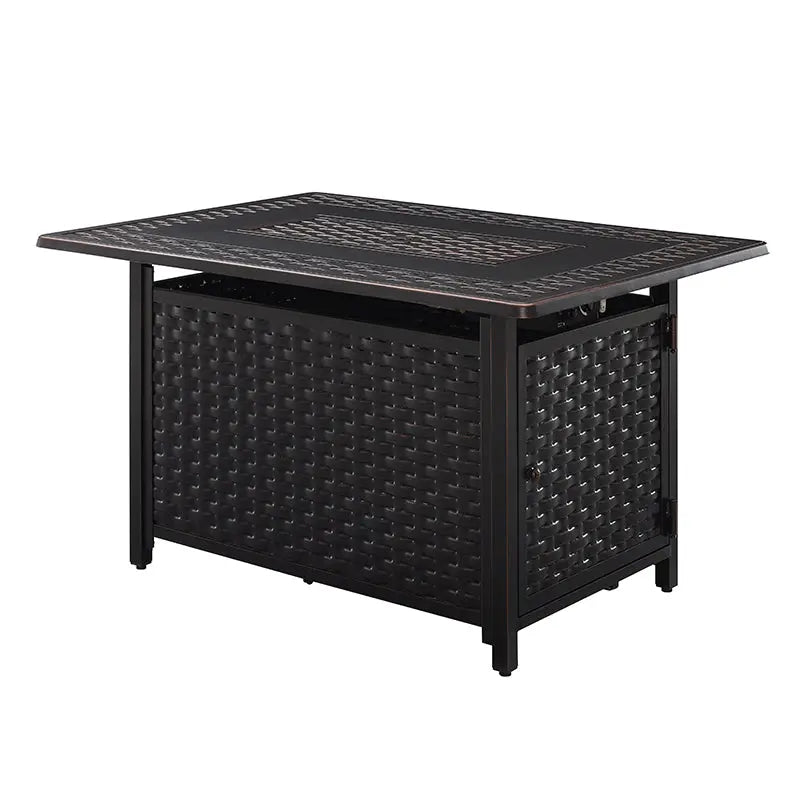 Albany 44 In. Rectangular Woven Aluminum Convertible Gas Fire Pit Table – Antique Bronze