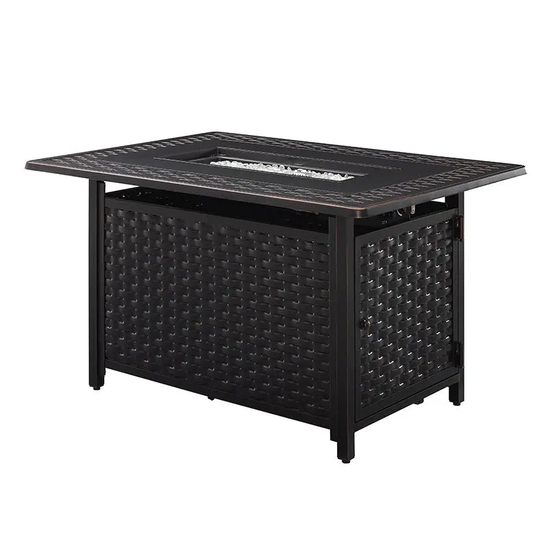 Albany 44 In. Rectangular Woven Aluminum Convertible Gas Fire Pit Table – Antique Bronze