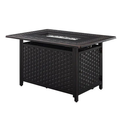 Albany 44 In. Rectangular Woven Aluminum Convertible Gas Fire Pit Table – Antique Bronze