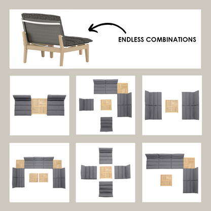Arno 6-Piece Teak Outdoor Set with Dark Cushions