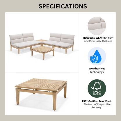 Arno 3-Piece Teak Bistro Set with Light Cushions