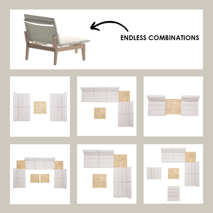 Arno 6-Piece Teak Outdoor Set with Light Cushions