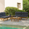 Arno 6-Piece Teak Outdoor Set with Dark Cushions