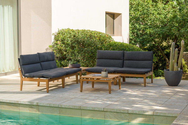 Arno 6-Piece Teak Outdoor Set with Dark Cushions