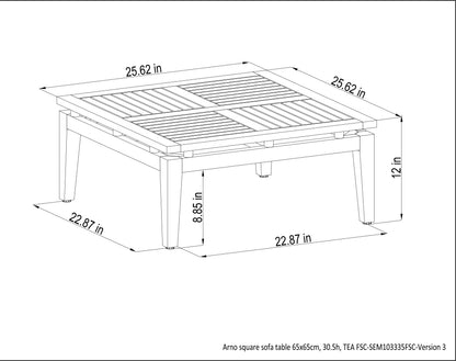 Arno 6-Piece Teak Outdoor Set with Light Cushions