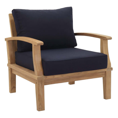 Patio Elegance Marina 10-Piece Teak Patio Set with Navy Cushions