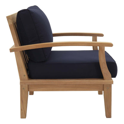 Patio Elegance Marina 10-Piece Teak Patio Set with Navy Cushions
