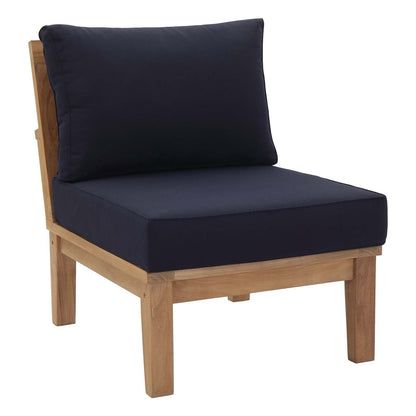 Patio Elegance Marina 10-Piece Teak Patio Set with Navy Cushions