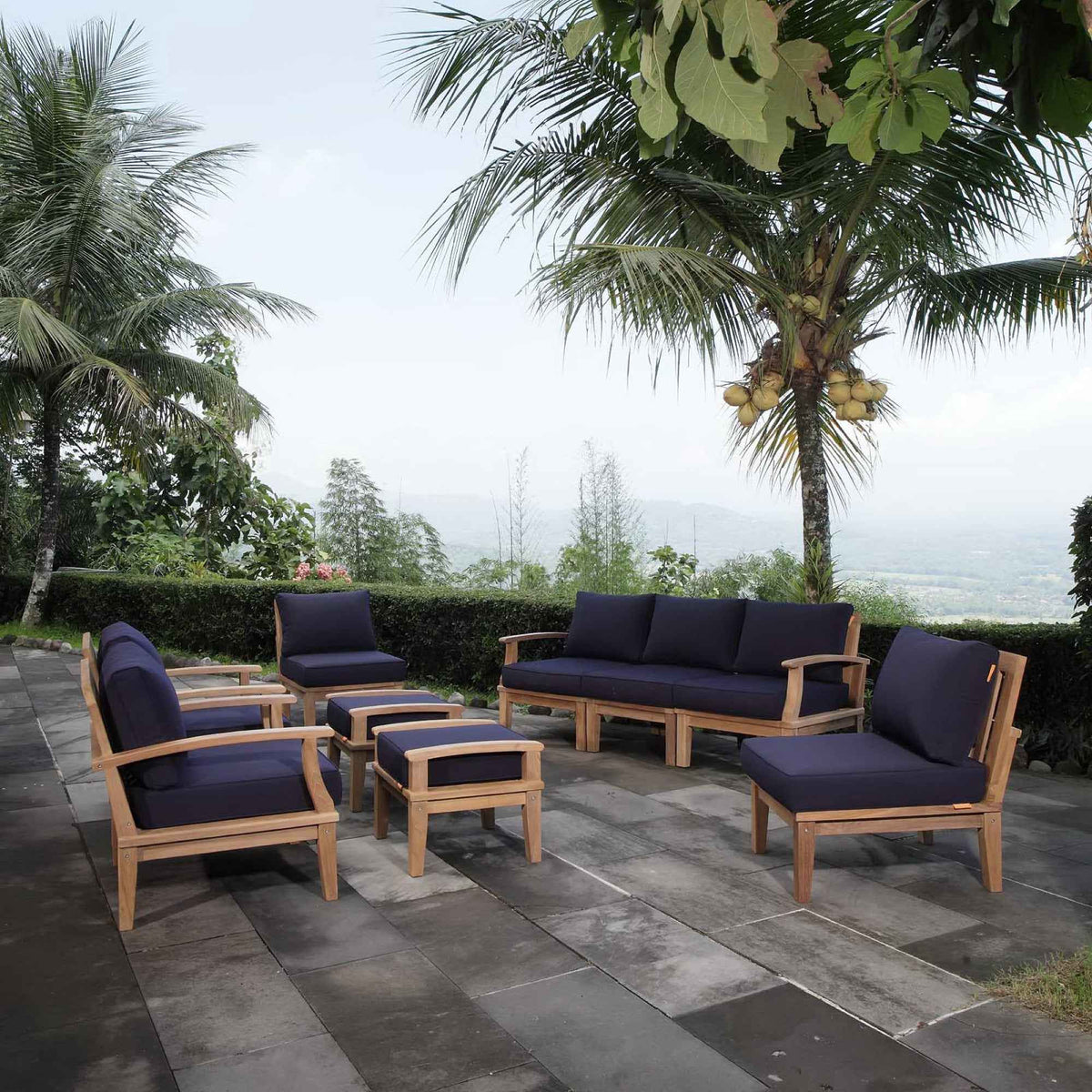Patio Elegance Marina 9-Piece Teak Outdoor Lounge Set