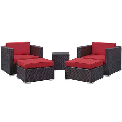 Modway Convene 5-Piece Outdoor Wicker Sectional Set