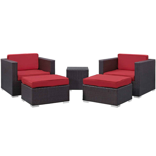 Modway Convene 5-Piece Outdoor Wicker Sectional Set