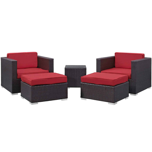 Modway Convene 5-Piece Outdoor Wicker Sectional Set