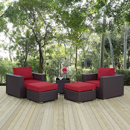 Modway Convene 5-Piece Outdoor Wicker Sectional Set