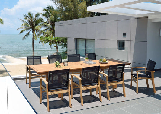 Leyland Extendable Eucalyptus Patio Table with Fortuna Chairs