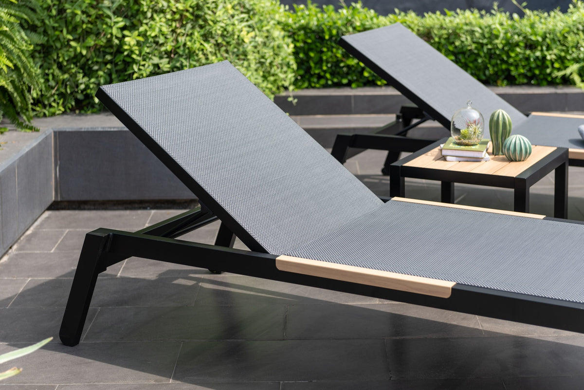 Panama Dark 3-Piece Outdoor Lounger Set with Side Table