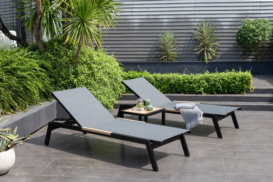 Panama Dark 3-Piece Outdoor Lounger Set with Side Table