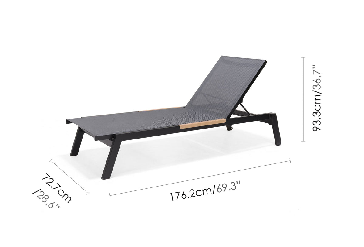 Panama Dark 3-Piece Outdoor Lounger Set with Side Table