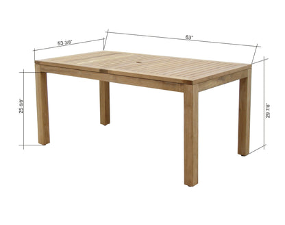 Rinjani Teak Dining Table with 4 Vera Stacking Armchairs