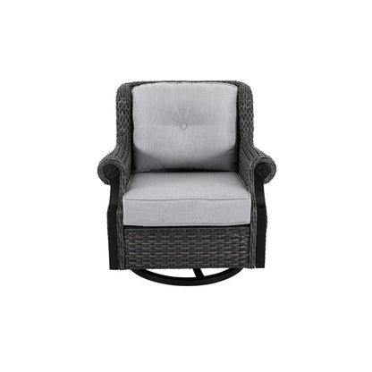 Lassen 4-Piece Grey Wicker Patio Set with Swivel Rocking Chairs