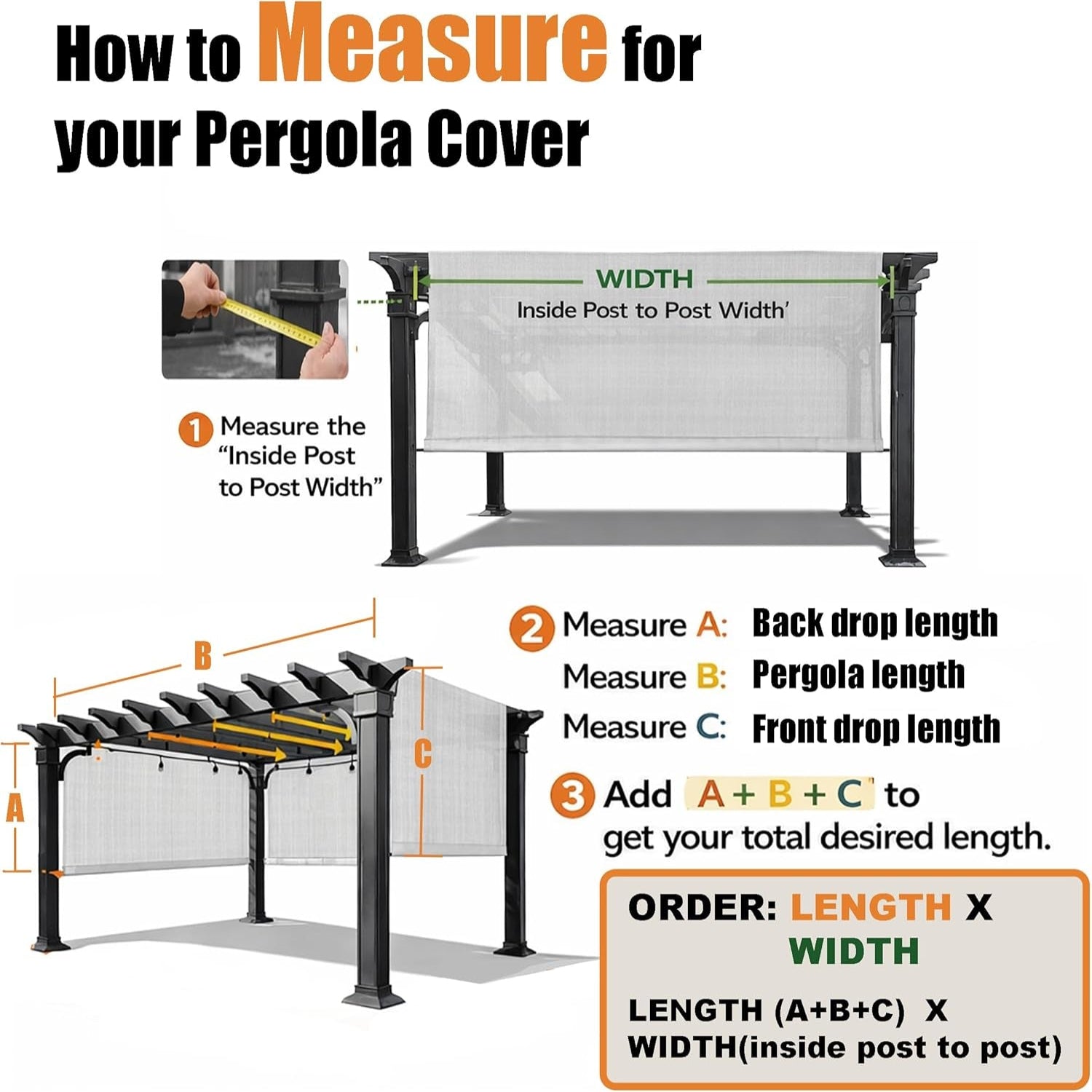 Waterproof Pergola Covers - Pergola Replacement Canopy - Universal Replacement Canopy for Pergola (14' L X 9' W, Beige)