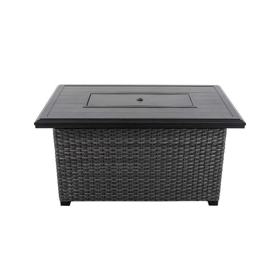 Lassen Grey Wicker Rectangular Firepit Table