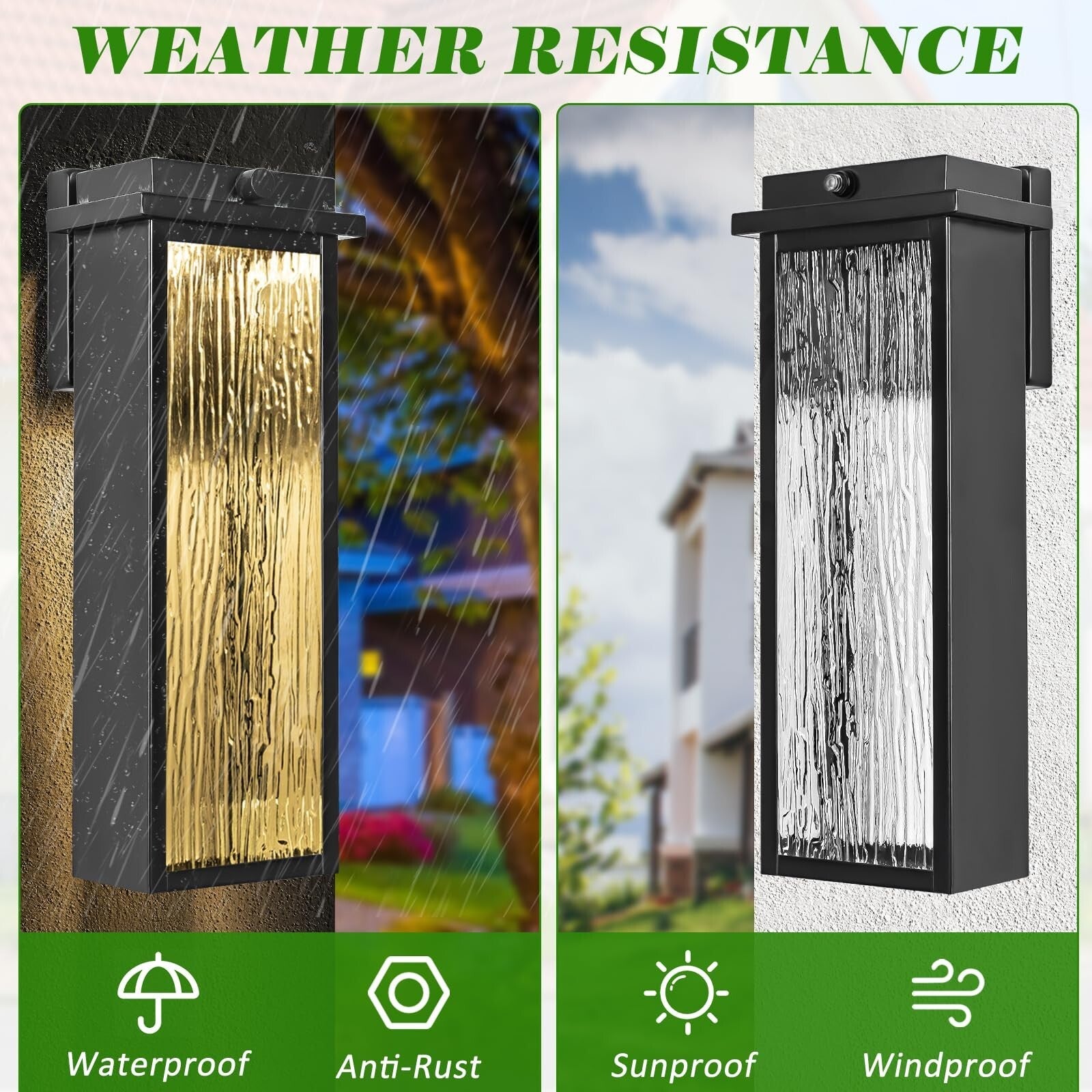 Black LED Dusk to Dawn Outdoor Lighting 2 Packs, 16" Large outside Farmhouse ...
