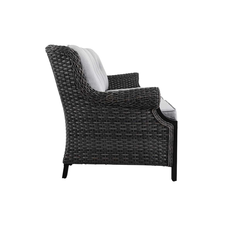 Lassen 4-Piece Grey Wicker Patio Set with Swivel Rocking Chairs
