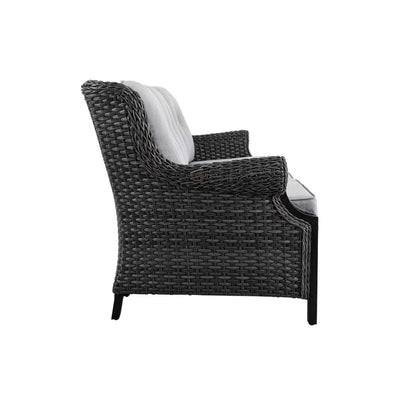 Lassen 4-Piece Grey Wicker Patio Set with Swivel Rocking Chairs