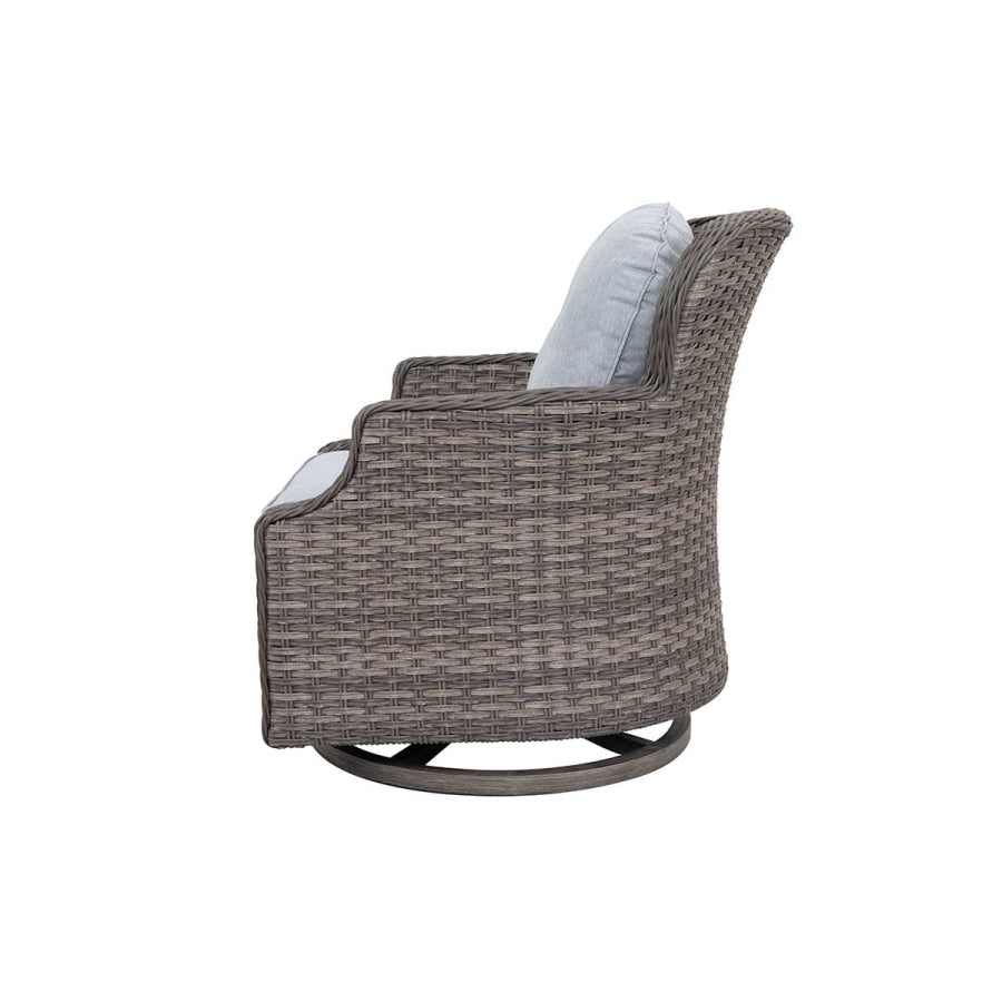 Tenaya 3-Piece Grey Wicker Patio Sofa Set with Swivel Rocking Chairs