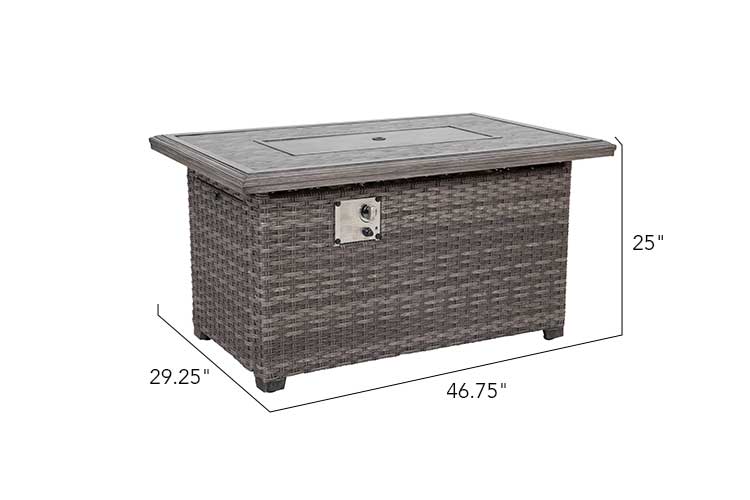 Tenaya 4-Piece Grey Wicker Firepit Patio Set with Swivel Rocking Chairs