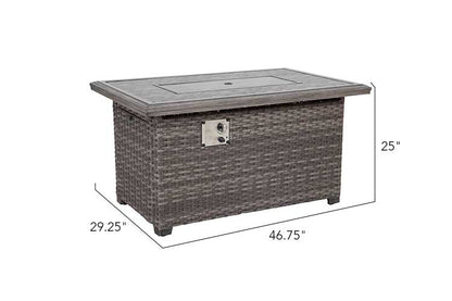 Tenaya 4-Piece Grey Wicker Firepit Patio Set with Swivel Rocking Chairs