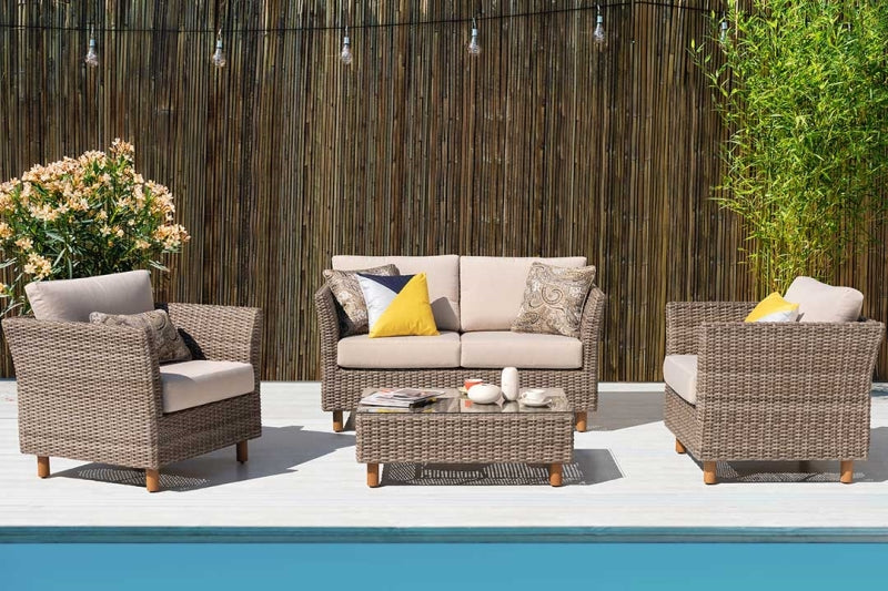 Orlando 4-Piece Wicker Patio Sofa Set with Beige Cushions