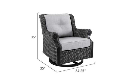 Lassen 4-Piece Grey Wicker Patio Set with Swivel Rocking Chairs