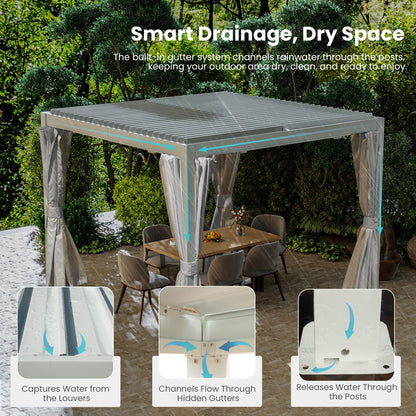 10 x 10 ft White Aluminum Louvered Pergola