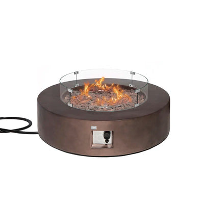Langport 40.5 In. Round Concrete Propane Fire Pit Table – 50,000 BTU