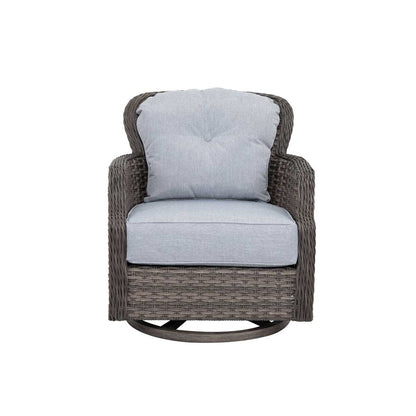Tenaya Set of 2 Grey Wicker Swivel Rocking Patio Chairs