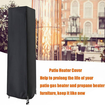 87 in Outdoor 420D Oxford Patio Heater Cover Waterproof Windproof Zippered Black Pyramid Heater Accessory