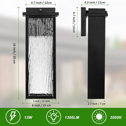 Black LED Dusk to Dawn Outdoor Lighting 2 Packs, 16" Large outside Farmhouse ...