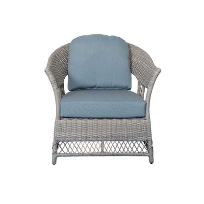 Shell 4-Piece Grey Wicker Patio Sofa Set with Blue Cushions