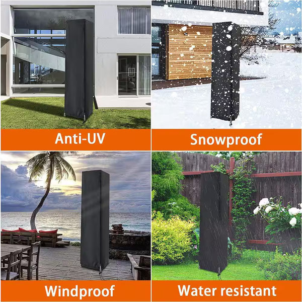 87 in Outdoor 420D Oxford Patio Heater Cover Waterproof Windproof Zippered Black Pyramid Heater Accessory